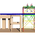Colorful Structural Framework Construction Model With Blue Platform And Supporting Structures