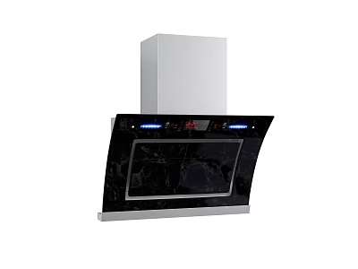 Modern Kitchen Range Hood With Black And White Design LED Lights And Control Panel 3d model