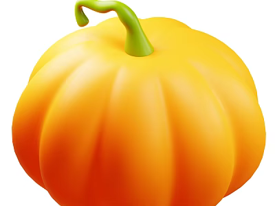 Fresh Yellow Pumpkin With Green Curved Stem Perfect For Healthy Recipes 3d model
