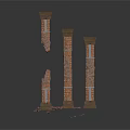 Ancient Roman Red Brick Columns Intact And Broken With Debris At Base 3d model