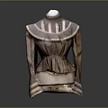 Elegant Brown Blouse With Ruffled Collar Pleated Hem And Fitted Waist Design