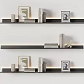 Modern Floating Shelves With LED Strip Lighting Books Photo Frames And Decor Items