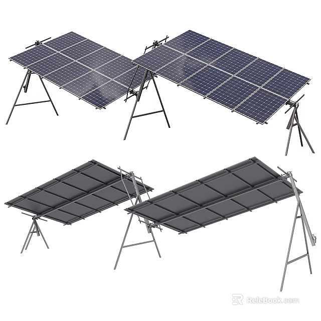Solar Panels With Stands As Renewable Energy Household Appliances For Home Use 3d model 