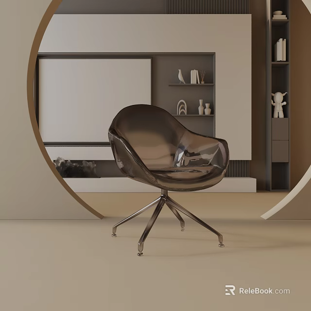 Modern Transparent Dining Chair With Metallic Legs And Circular Accents In Contemporary Interior 3d model 