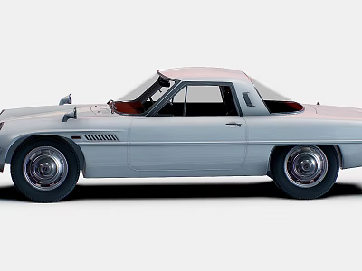 Vintage Silver Two Door Classic Car With Hardtop Design And Retro Wheels 3d model