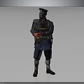 Tactical Uniformed Character Standing With Crossed Arms Helmet Mask And Blue Gear