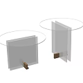 Modern Minimalist Side Tables with Round Glass Tops and Transparent Frames Wooden Bases