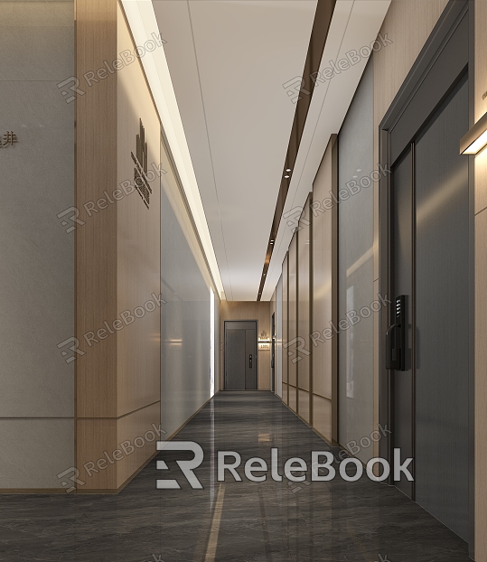 Modern aisle elevator public area entrance corridor model