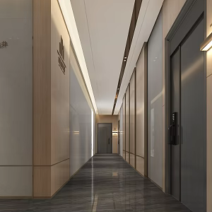 Modern aisle elevator public area entrance corridor 3d model