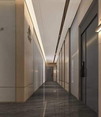 Modern aisle elevator public area entrance corridor 3d model