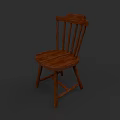 Rustic Wooden Single Chair With Slat Back Design And Solid Wood Seat Structure