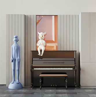 Modern Piano Black Piano Humanoid Sculpture 3d model