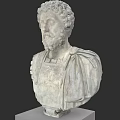 Classical Marble Bust of a Man With Curly Hair Beard and Square Pedestal