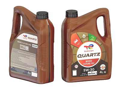 Industrial Equipment QUARTZ 5W-30 Oil Containers With 4L Capacity And Certification Labels 3d model