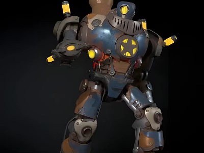 Smart Machine With Metallic Body Glowing Lights Mechanical Arms And Detailed Joints 3d model
