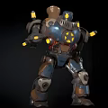 Smart Machine With Metallic Body Glowing Lights Mechanical Arms And Detailed Joints