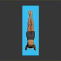 Woman Practicing Yoga Bridge Pose On Blue Mat For Fitness Exercise
