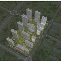 Aerial View Planning of Modern Residential Community with High-Rise Buildings and Green Spaces
