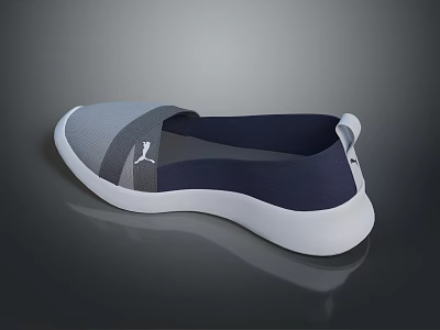 Gray Blue and White Casual Slip On Shoes with Comfortable Lightweight Design and Logo 3d model