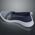Gray Blue and White Casual Slip On Shoes with Comfortable Lightweight Design and Logo