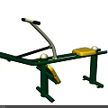 Outdoor Fitness Equipment Green Frame Yellow Seat White Handle and Stable Support Legs