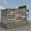 Old Weathered Wooden House With Stone Foundation And Small Porch