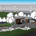 Modern Public Building With Wooden Panels Benches And Outdoor Leisure Area