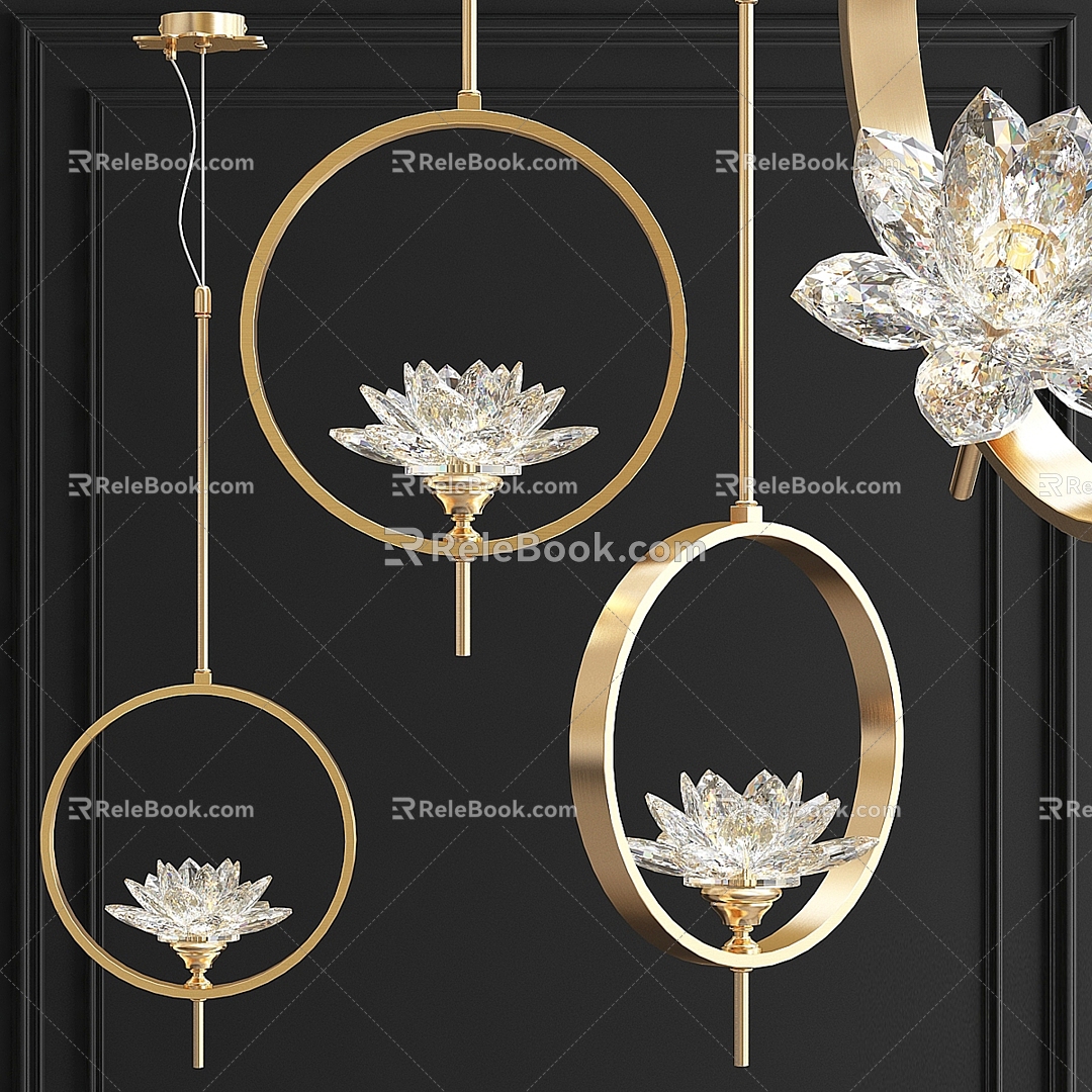 Chandelier Crystal Lotus Lotus Clear Glass Chandelier B 3d model