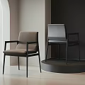 Modern Leisure Chairs With Light Brown Dark Gray Upholstery And Black Armrests In Minimalist Interior