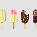 Snack Shop Featuring Tasty Assorted Popsicles With Colorful Layers And Chocolate Nuts