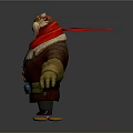 Cat like Creature Character With Red Scarf Brown Coat And Gold Coins