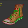 Yellow High Top Canvas Shoes With White Laces And Rubber Sole