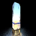 Decorative Pillar Displaying Scenic View Of Sunset Over Lake Surface Distant Mountains And Weeping Willows