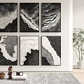 Black And White Abstract Wall Art With Textured Patterns In Modern Interior Decor 3d model