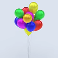 Bunch of Colorful Vibrant Balloons in Red Yellow Green Blue Purple With Strings