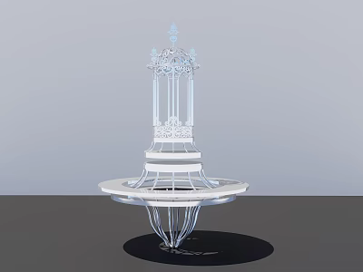Elegant White Multi layered Decorative Tower As Outdoor Photo Spot With Ornate Design 3d model