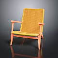 Modern Chair Design With Yellow Woven Seat Back And Orange Armrests Legs