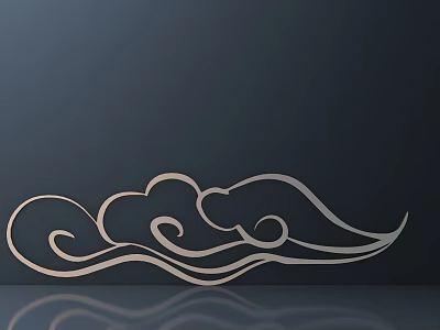 Elegant Cloud Wave Carved Design on Dark Background with Reflective Surface 3d model