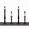Black Candle Holders With White Candles Modern Decorative Set For Home