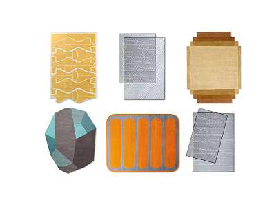 Stylish Shaped Rugs With Various Colors Designs And Geometric Patterns 3d model