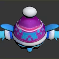 Adorable Blue Game and Movie Character With Large Ears Colorful Hat Red Scarf Brown Shoes