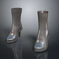 Silver Shiny High Heel Boots With Smooth Surface And Fashionable Design
