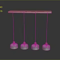 Contemporary Hanging Pendant Light With Wooden Bar And Transparent Glass Shades