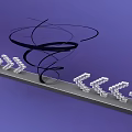 Abstract Design With Purple Background Black Spiral Lines And White Arrow Patterns