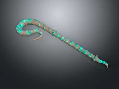Turquoise And Brown Snake Shaped Decorative Sculpture On Dark Background 3d model