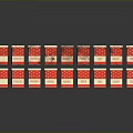 Red Jars With White Labels Neatly Arranged On Gray Background With Reflections