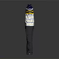 Back View Of Casual Polo Shirts With Blue Yellow White Stripes And Gray Pants