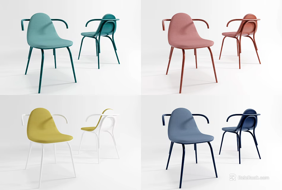 Modern Dining Chairs In Multiple Colors With Minimalist Design For Home Interior Styling 3d model 