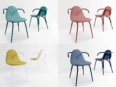 Modern Dining Chairs In Multiple Colors With Minimalist Design For Home Interior Styling 3d model