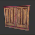 Vintage Style Wooden Cabinet With Paneled Doors And Natural Wood Grain